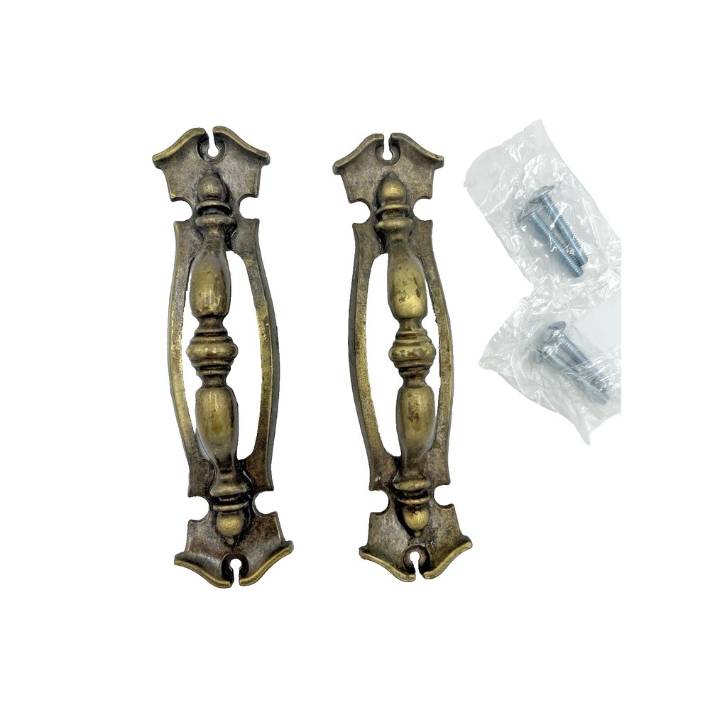2  Vtg Antique Brass Amerock Carriage House Cabinet‎ Bar Pulls Handles  5 1/2"